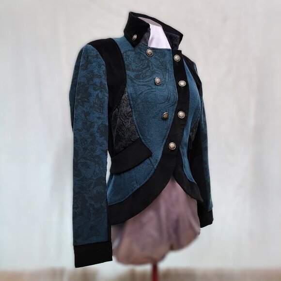 ANVRDIE Jackets & Blazers - CCO! Rare Angels Never Die Teal & Black Whimsey-goth Button Front Jacket